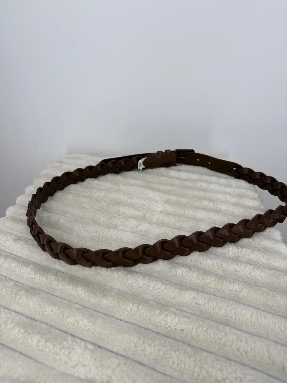 Classic Brown Braided Leather Belt for Men